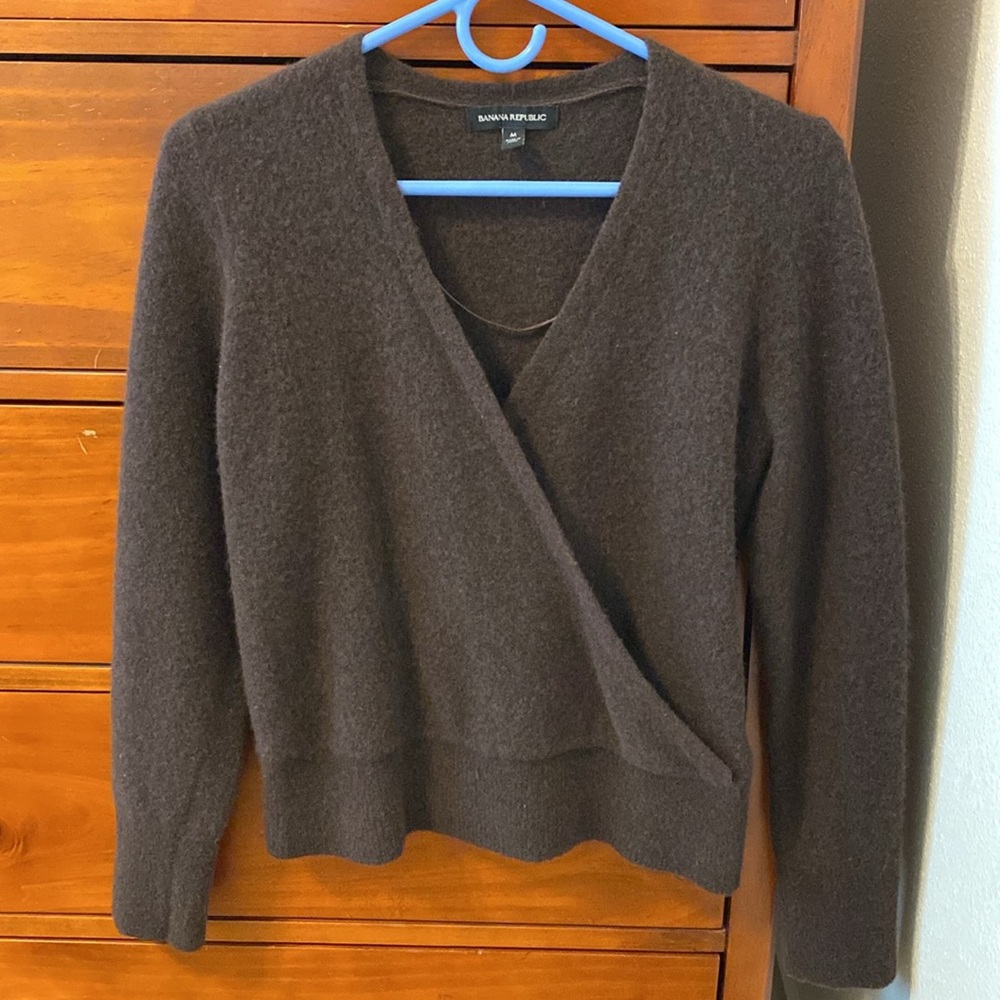 Banana Republic Boucle Knit Faux Wrap Sweater